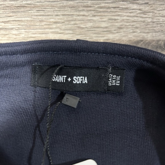 NEW Saint + Sofia Women's Cotton Biker Jacket - Navy/Red Stripe Size 12 - Picture 8 of 8